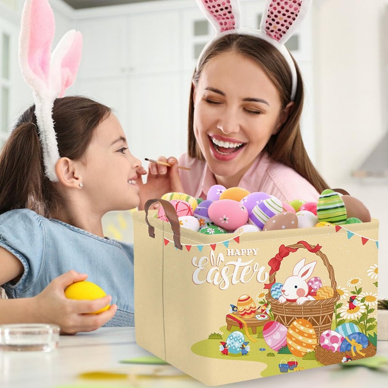FXOCSHE FXOLCSHE Rectangular Easter basket,Easter gift basket,Nursery Hamper,Collapsible waterproof baby toy storage box for Kids,Toy Organizer,Easter Home Decor,Gift Baskets(Flower basket Easter) - Image 5